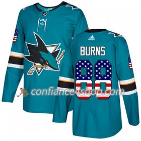 Adidas Maillot de Hockey San Jose Sharks Brent Burns 88 2017-2018 Teal USA Flag Fashion Authentic - Homme